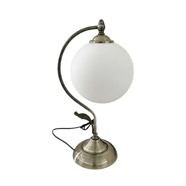 Gooseneck Globe Table Lamp in brass for Living Room by AUVIELIGHT, D 18cm x H 43cm / ∅ 7.1" x H 16.9" / Bronze & White / AU plug and 3 other
