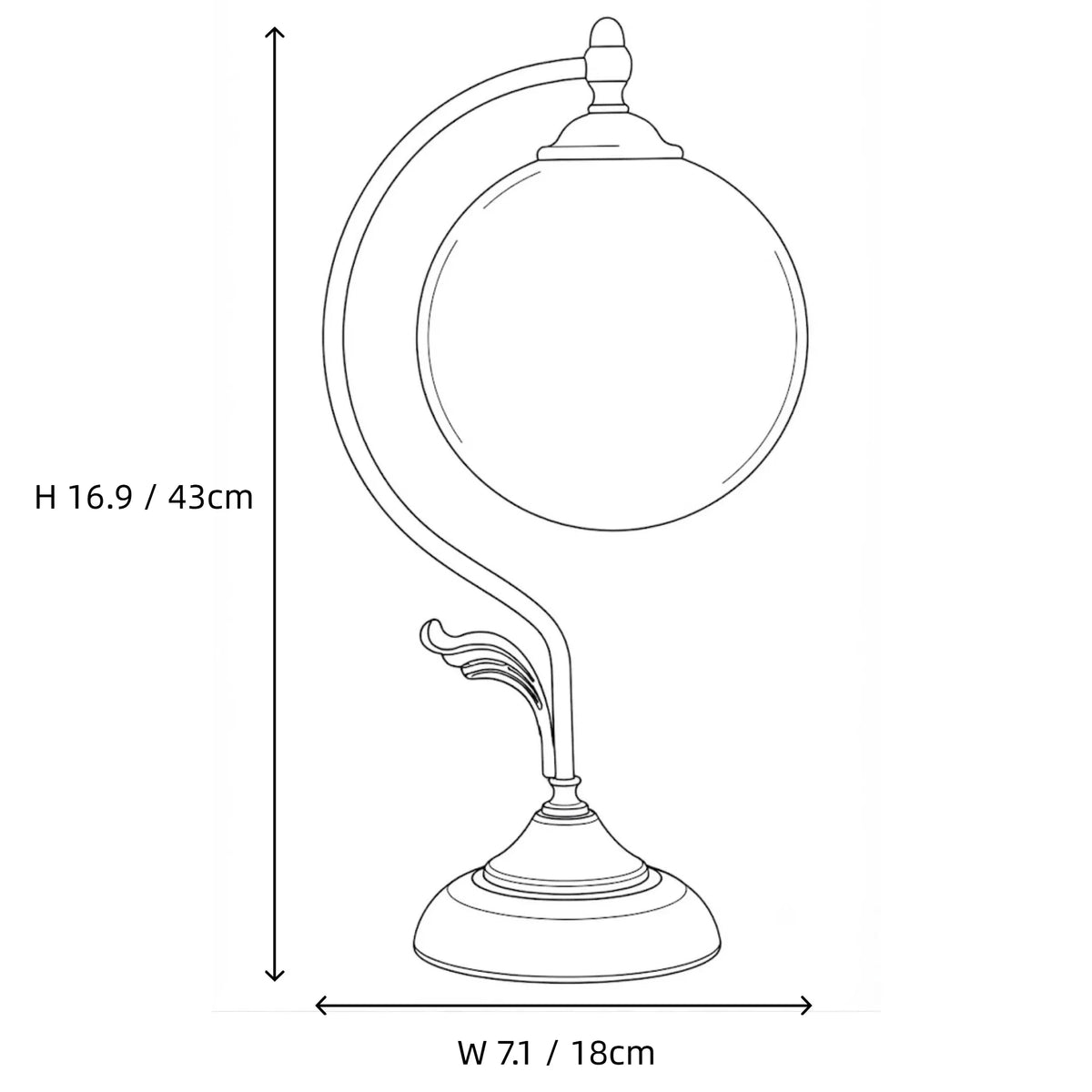 Gooseneck Globe Table Lamp in brass for Living Room by AUVIELIGHT
