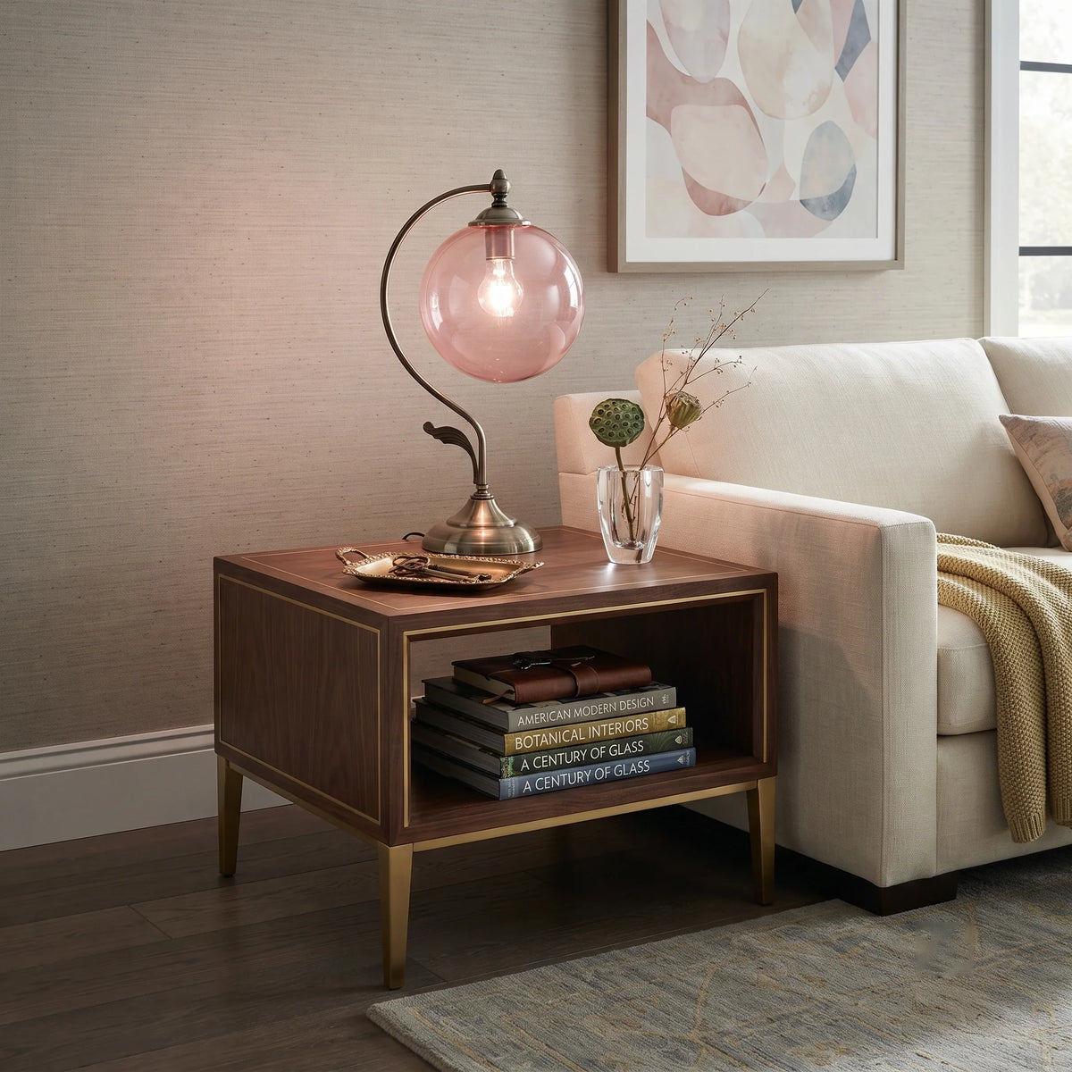Gooseneck Globe Table Lamp in brass for Living Room by AUVIELIGHT