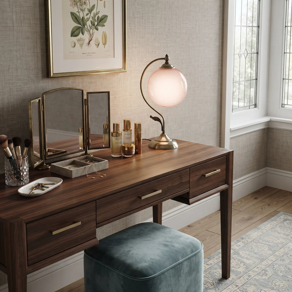 Gooseneck Globe Table Lamp in brass for Living Room by AUVIELIGHT