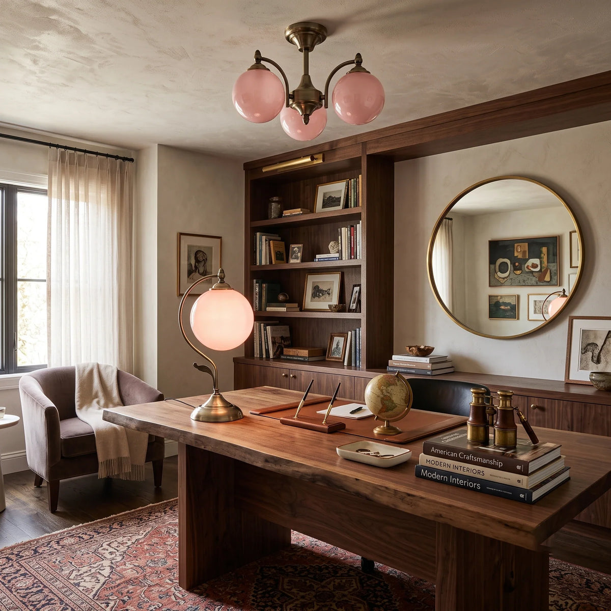 Gooseneck Globe Table Lamp in brass for Living Room by AUVIELIGHT