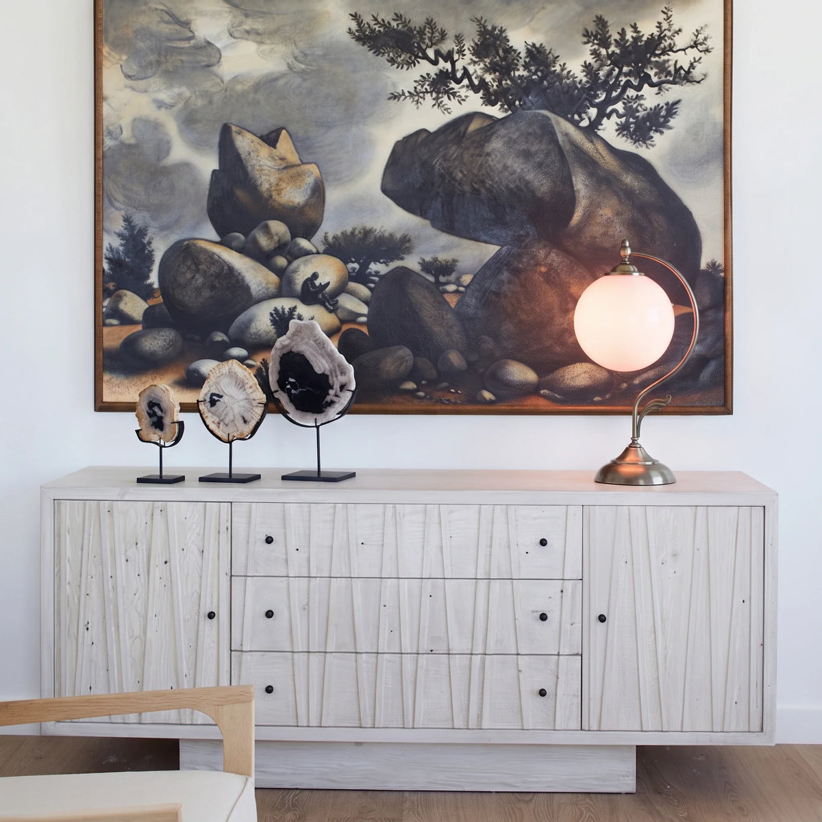 Gooseneck Globe Table Lamp in brass for Living Room by AUVIELIGHT