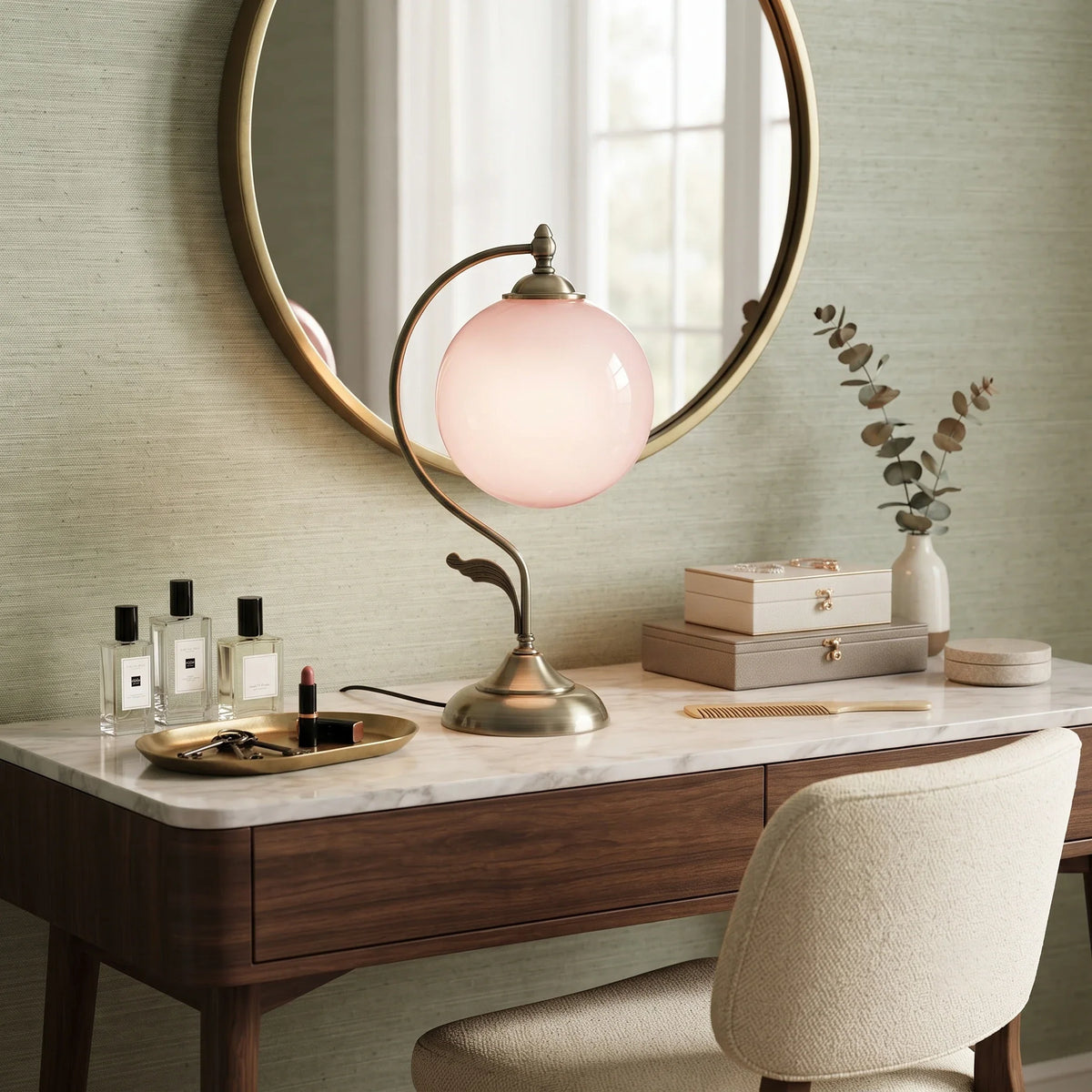 Gooseneck Globe Table Lamp in brass for Living Room by AUVIELIGHT