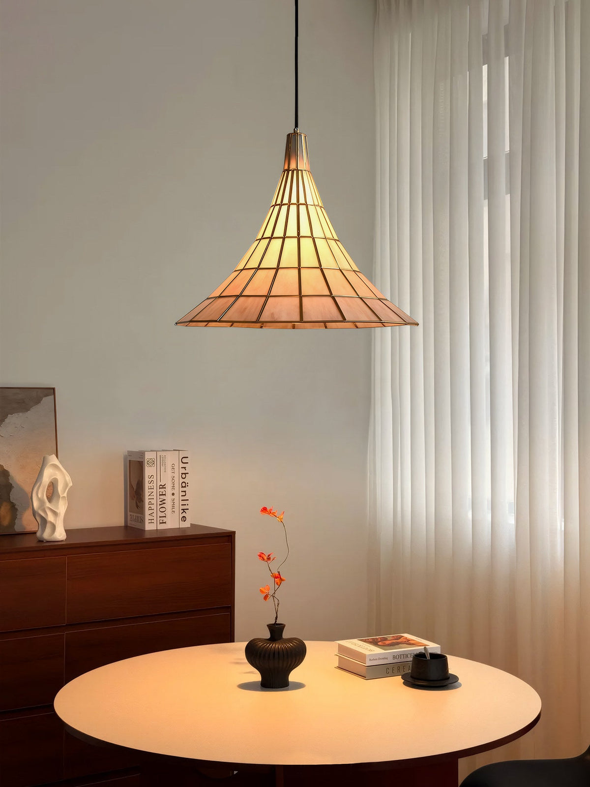 Conical Pendant Light in stained glass for Kitchen Island by AUVIELIGHT
