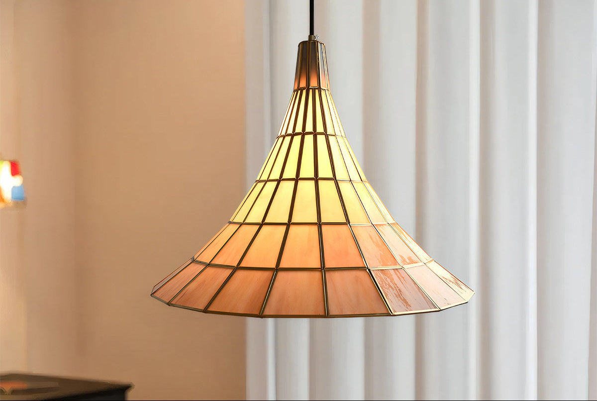 Conical Pendant Light in stained glass for Kitchen Island by AUVIELIGHT