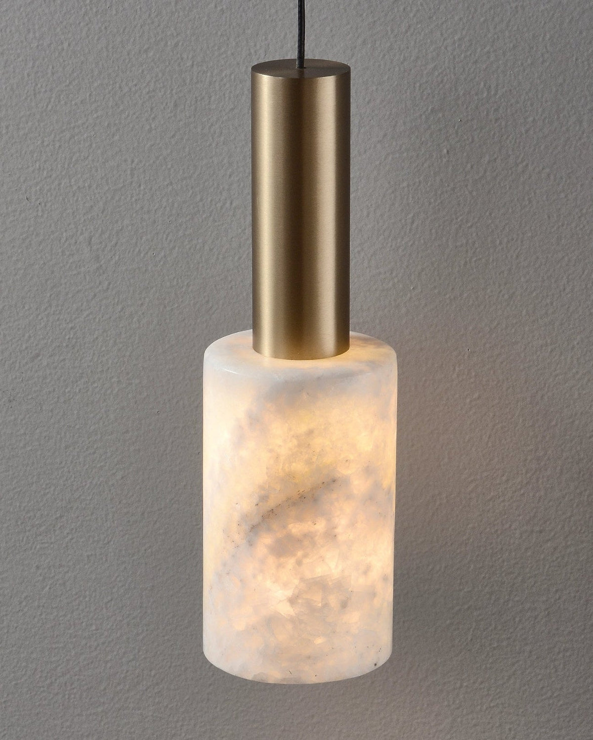 Cylinder Pendant Light in alabaster for Kitchen Island by AUVIELIGHT, Dia 9 cm x H 28 cm / ∅ 3.5″ x H 11.0″ / Rose Gold