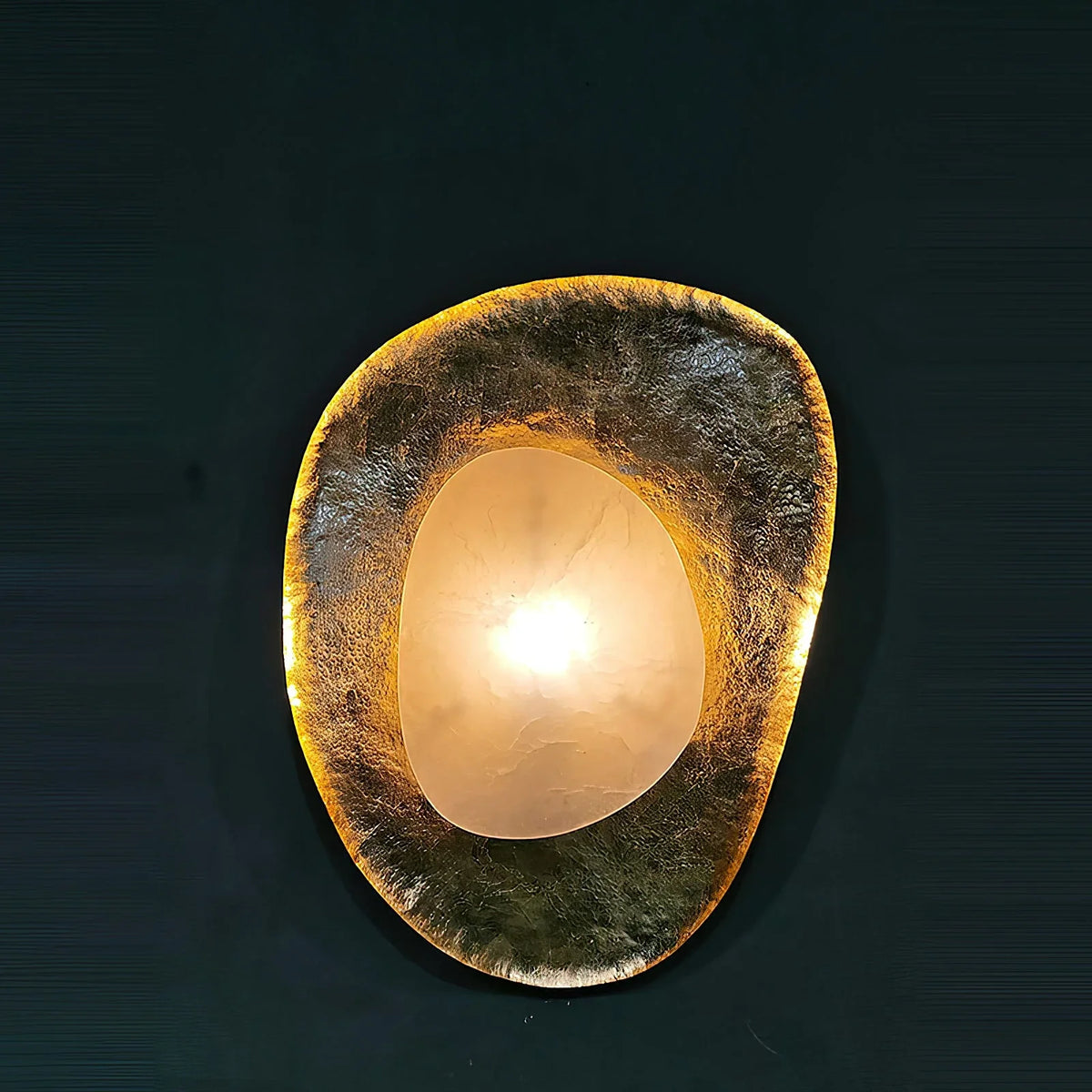 Hammered Pebble Wall Sconce in gold alabaster for Hallway by AUVIELIGHT