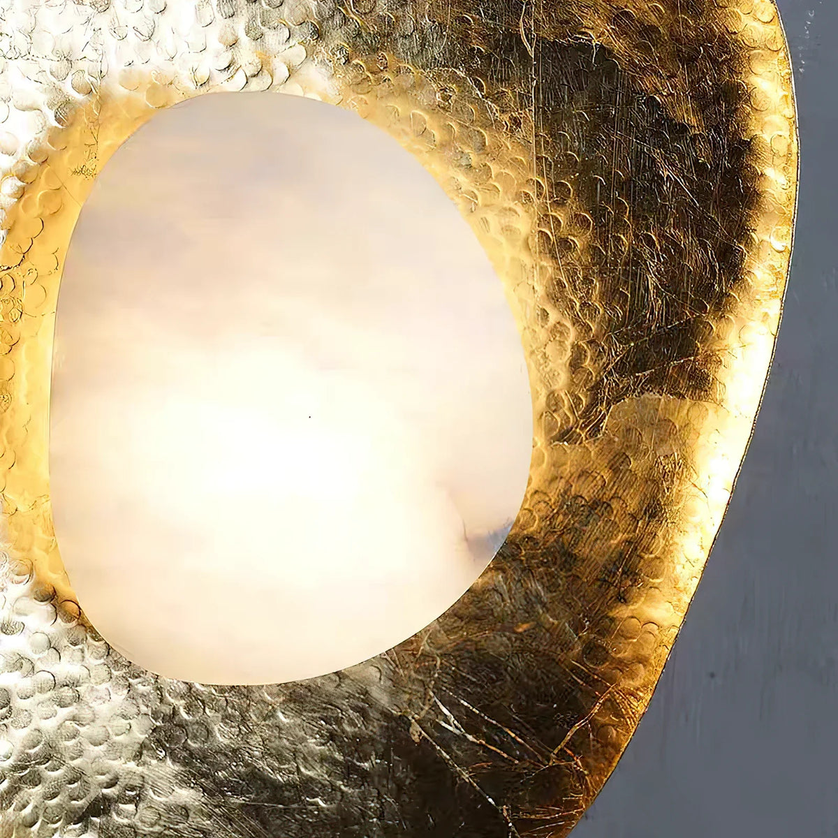 Hammered Pebble Wall Sconce in gold alabaster for Hallway by AUVIELIGHT