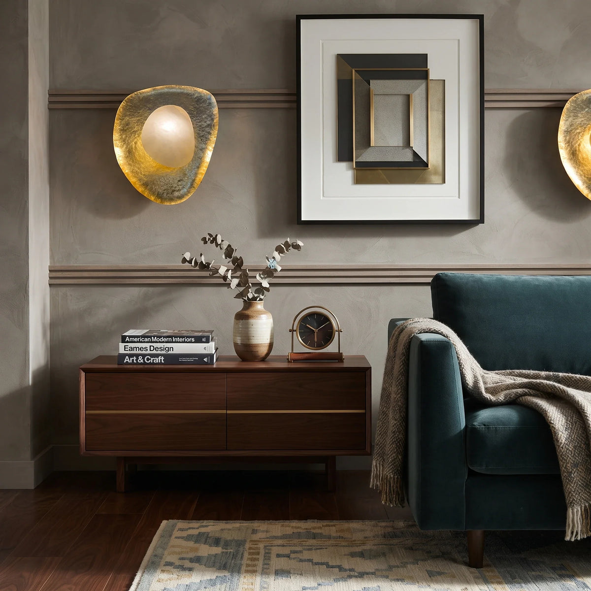 Hammered Pebble Wall Sconce in gold alabaster for Hallway by AUVIELIGHT