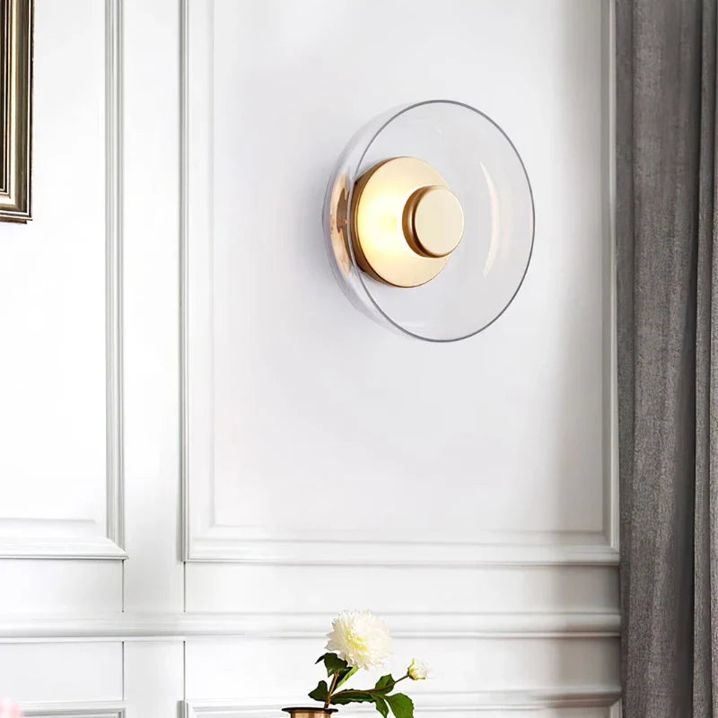 Hand-Blown Dome Wall Sconce in blown glass for Hallway by AUVIELIGHT