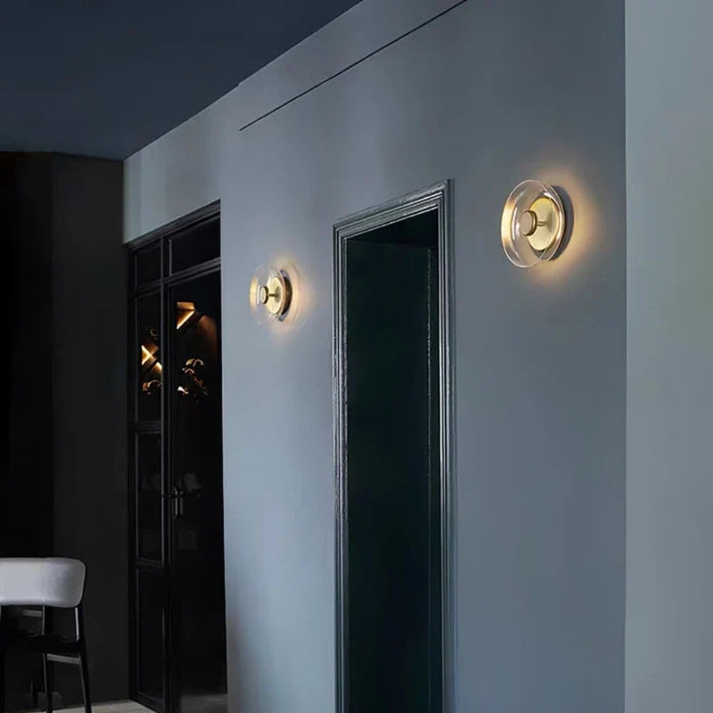 Hand-Blown Dome Wall Sconce in blown glass for Hallway by AUVIELIGHT