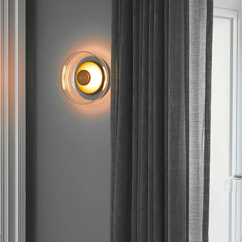Hand-Blown Dome Wall Sconce in blown glass for Hallway by AUVIELIGHT