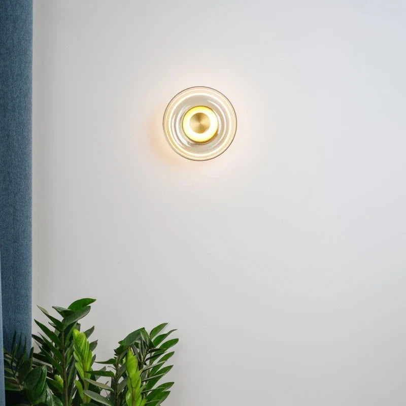 Hand-Blown Dome Wall Sconce in blown glass for Hallway by AUVIELIGHT