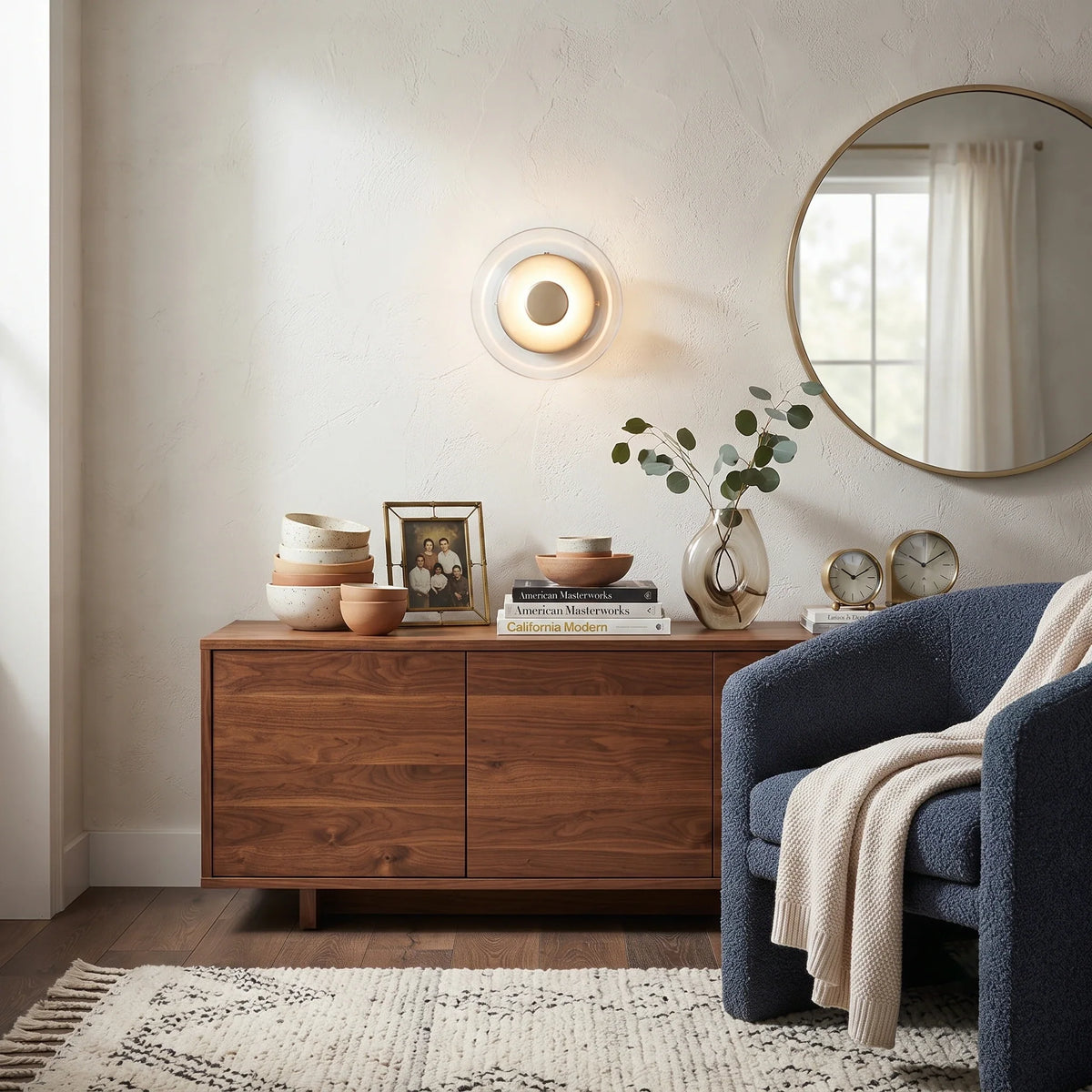 Hand-Blown Dome Wall Sconce in blown glass for Hallway by AUVIELIGHT