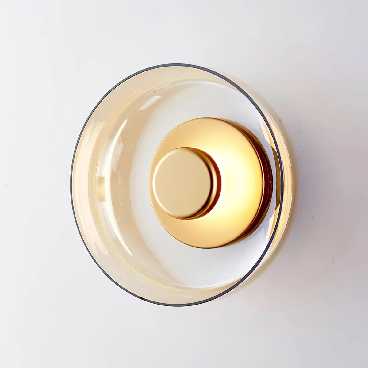 Hand-Blown Dome Wall Sconce in blown glass for Hallway by AUVIELIGHT, ∅ 3.9" x H 9" / Dia 10cm x H 23cm / Brass & Amber glass / Warm Light