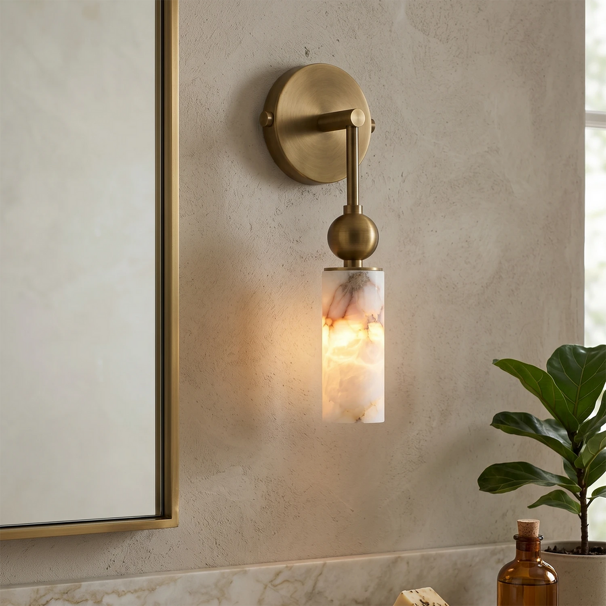 Harlin Wall Sconce in alabaster for Hallway by AUVIELIGHT