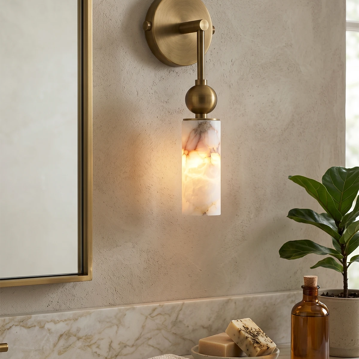 Harlin Wall Sconce in alabaster for Hallway by AUVIELIGHT
