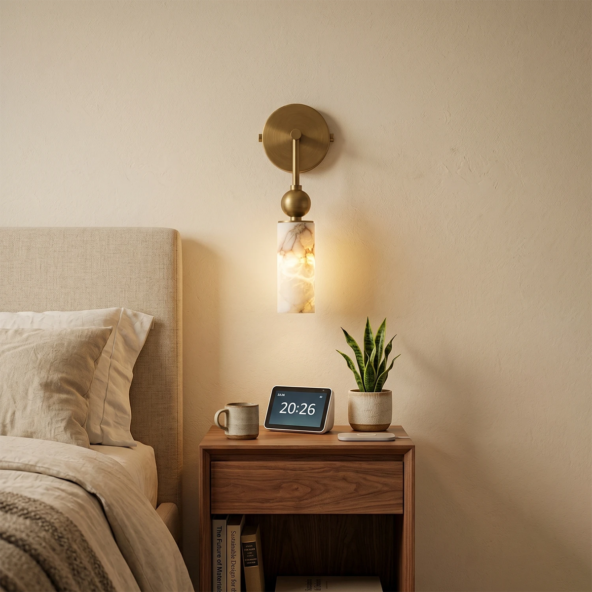 Harlin Wall Sconce in alabaster for Hallway by AUVIELIGHT