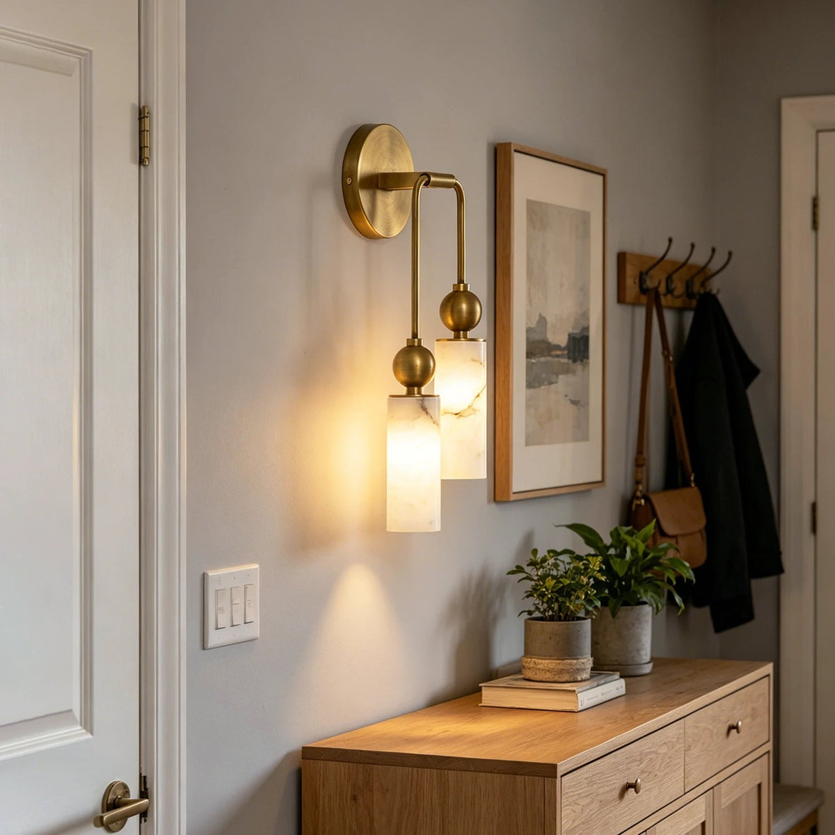 Harlin Wall Sconce in alabaster for Hallway by AUVIELIGHT