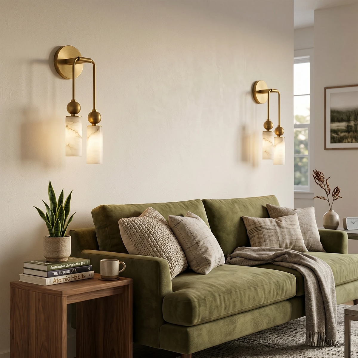 Harlin Wall Sconce in alabaster for Hallway by AUVIELIGHT