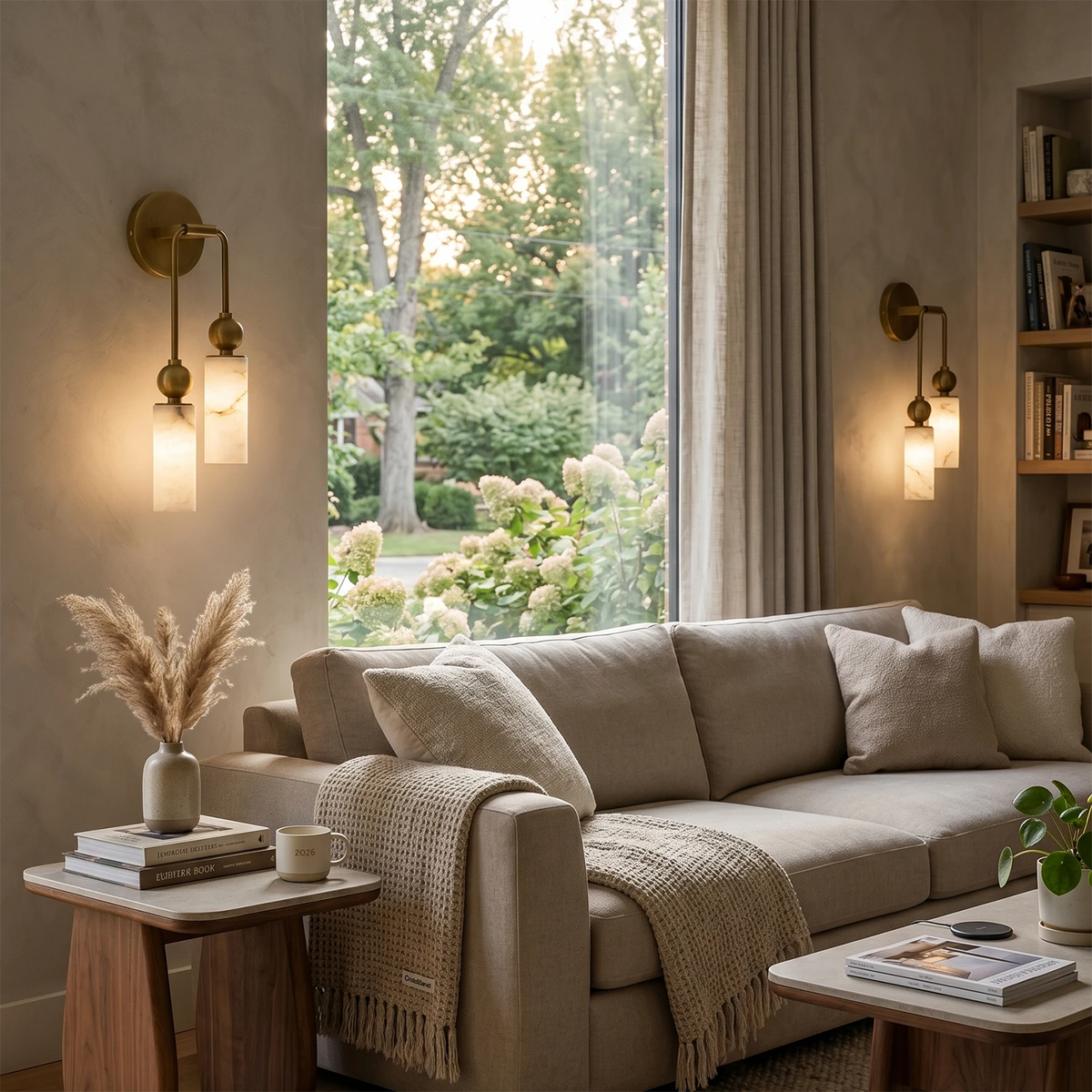 Harlin Wall Sconce in alabaster for Hallway by AUVIELIGHT