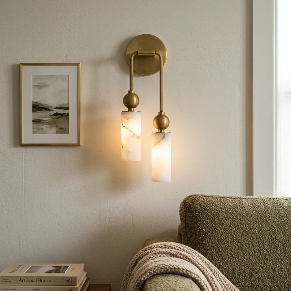 Harlin Wall Sconce in alabaster for Hallway by AUVIELIGHT