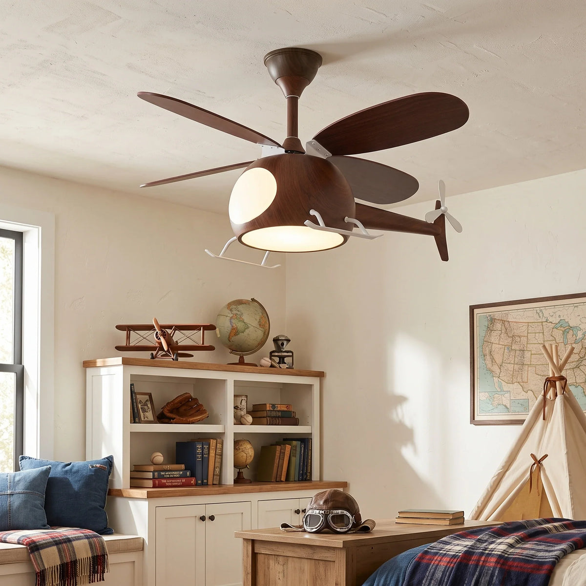 Helicopter Novelty Ceiling Fan Light for Living Room by AUVIELIGHT