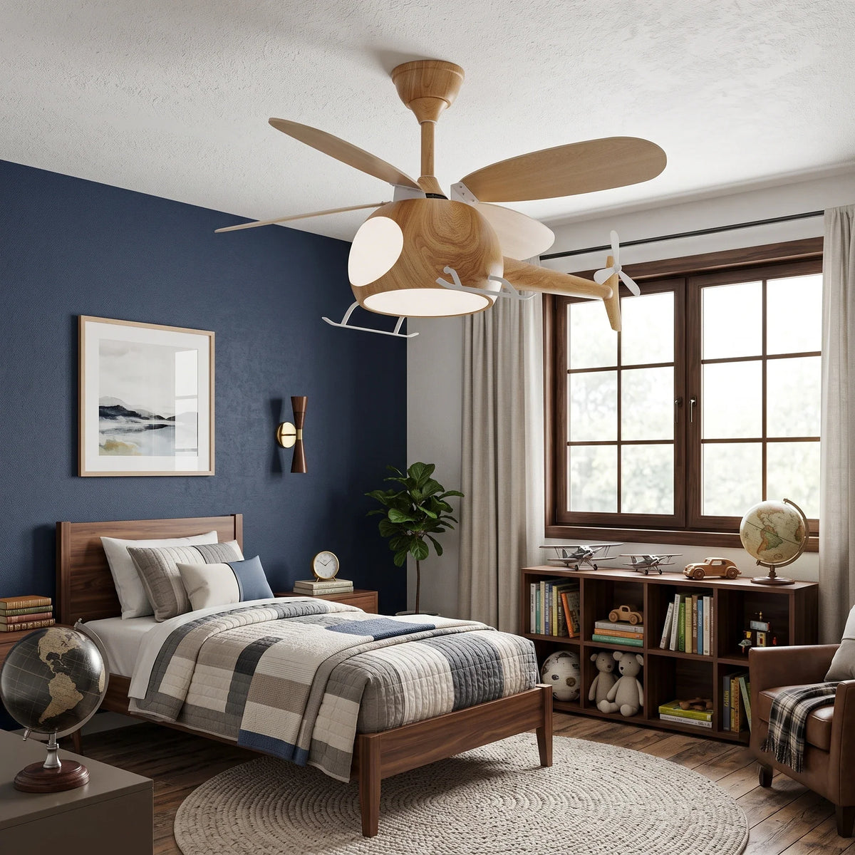 Helicopter Novelty Ceiling Fan Light for Living Room by AUVIELIGHT
