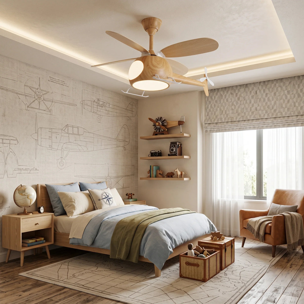Helicopter Novelty Ceiling Fan Light for Living Room by AUVIELIGHT