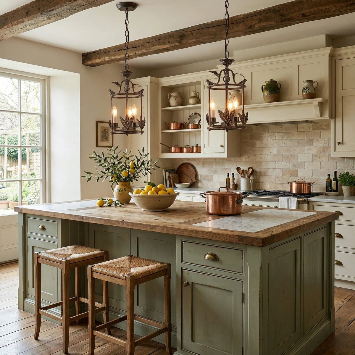 Lantern Pendant Light in iron for Kitchen Island by AUVIELIGHT