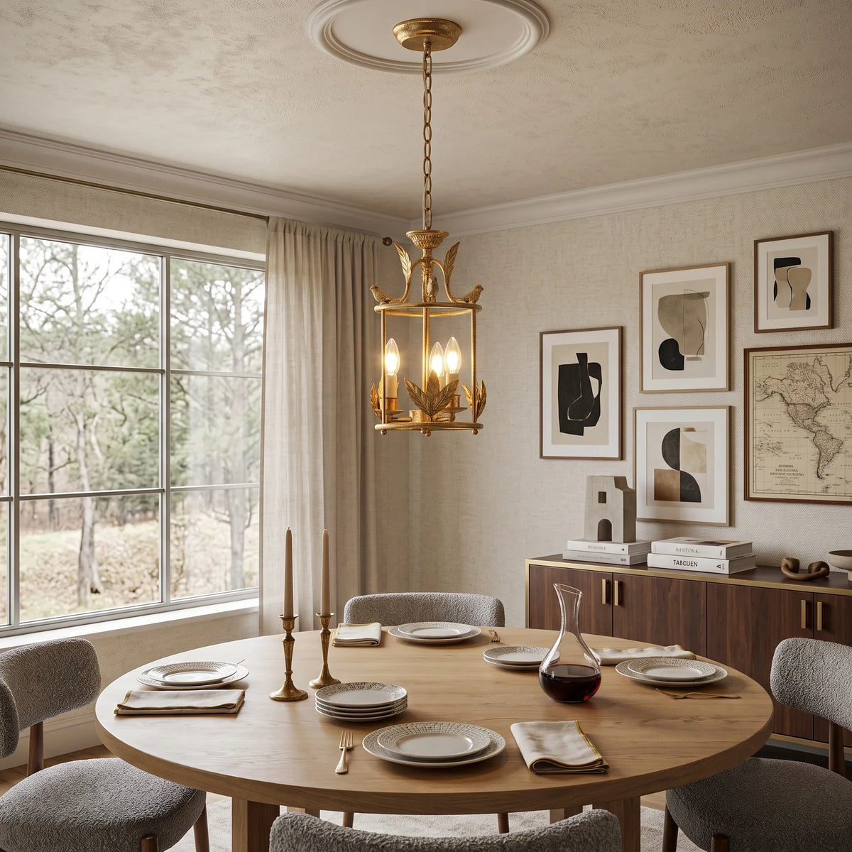 Lantern Pendant Light in iron for Kitchen Island by AUVIELIGHT