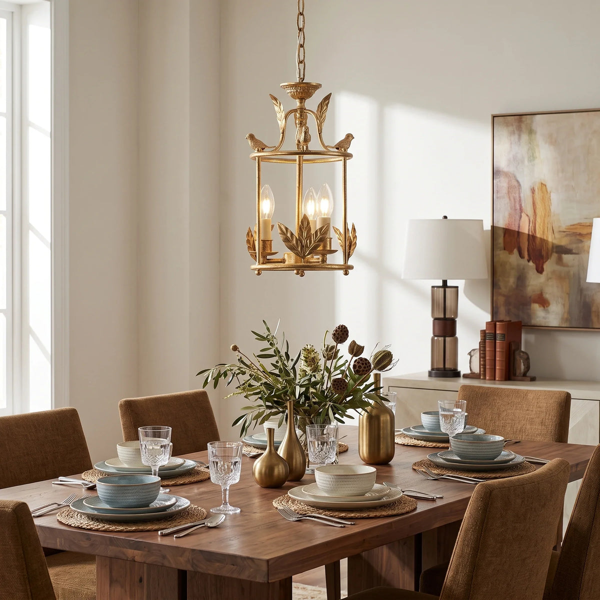 Lantern Pendant Light in iron for Kitchen Island by AUVIELIGHT