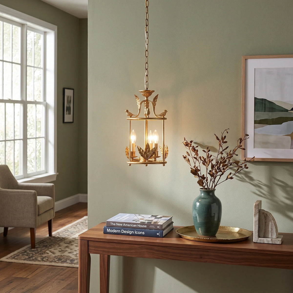 Lantern Pendant Light in iron for Kitchen Island by AUVIELIGHT