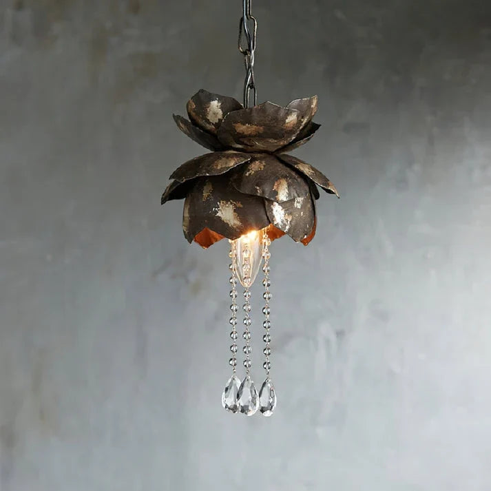 Lotus Pendant Light in iron for Kitchen Island by AUVIELIGHT, D 20cm x H 41cm / ∅ 7.9″ x H 16.1″ / Old color