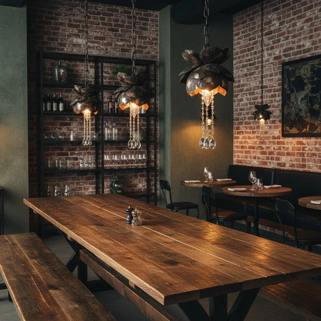 Lotus Pendant Light in iron for Kitchen Island by AUVIELIGHT