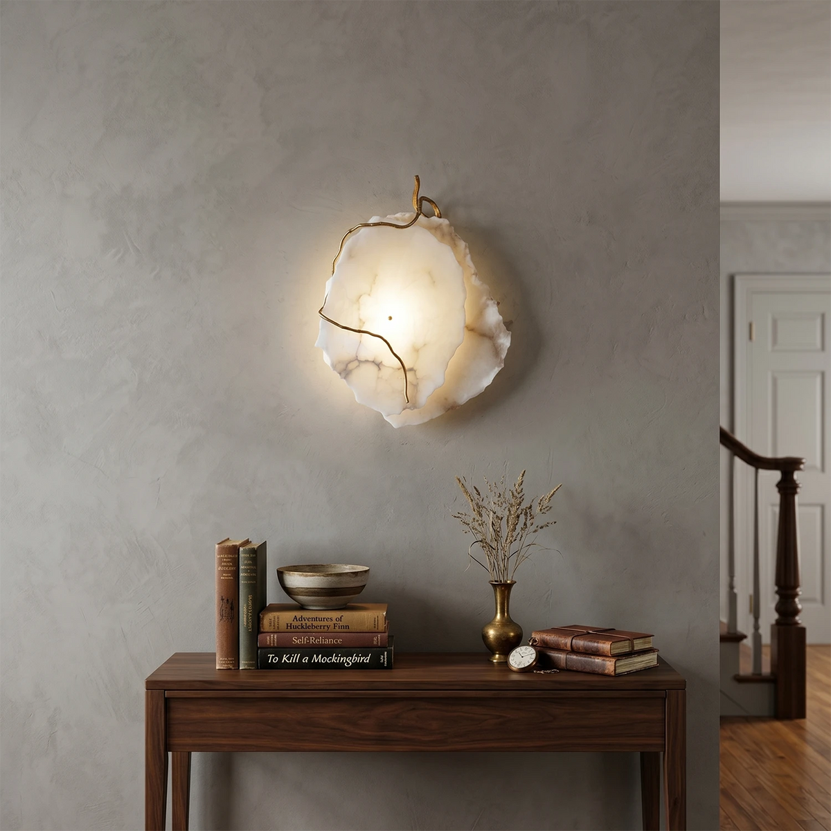 Irregular Wall Light in alabaster for Hallway by AUVIELIGHT
