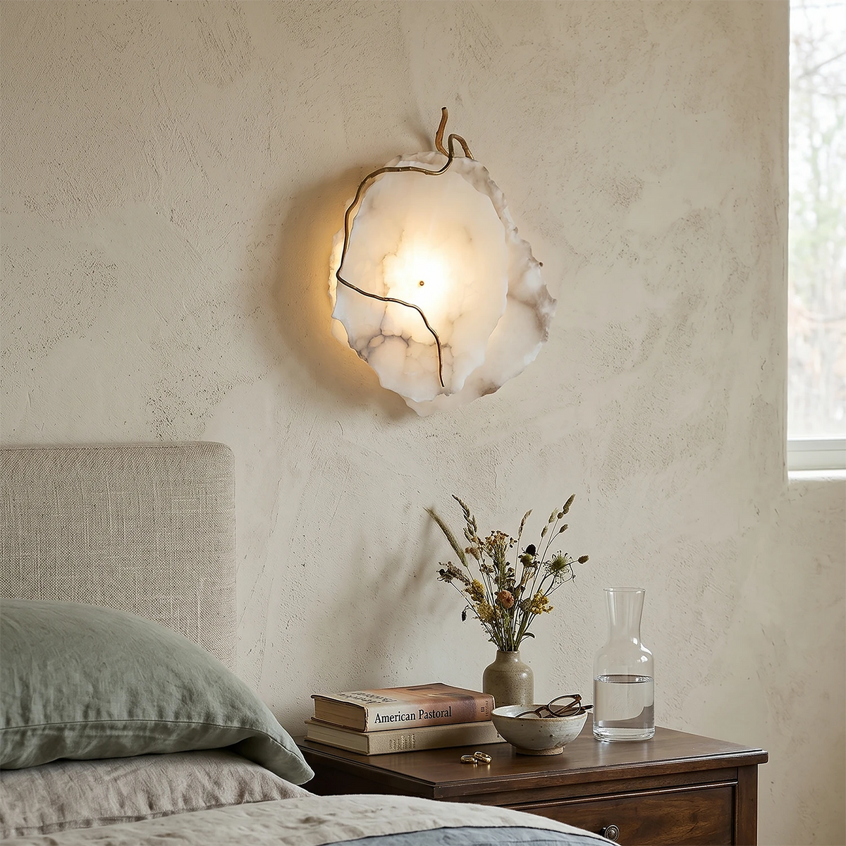 Irregular Wall Light in alabaster for Hallway by AUVIELIGHT