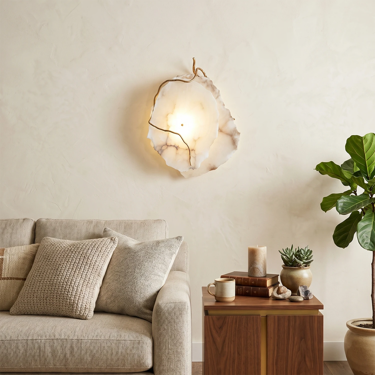 Irregular Wall Light in alabaster for Hallway by AUVIELIGHT