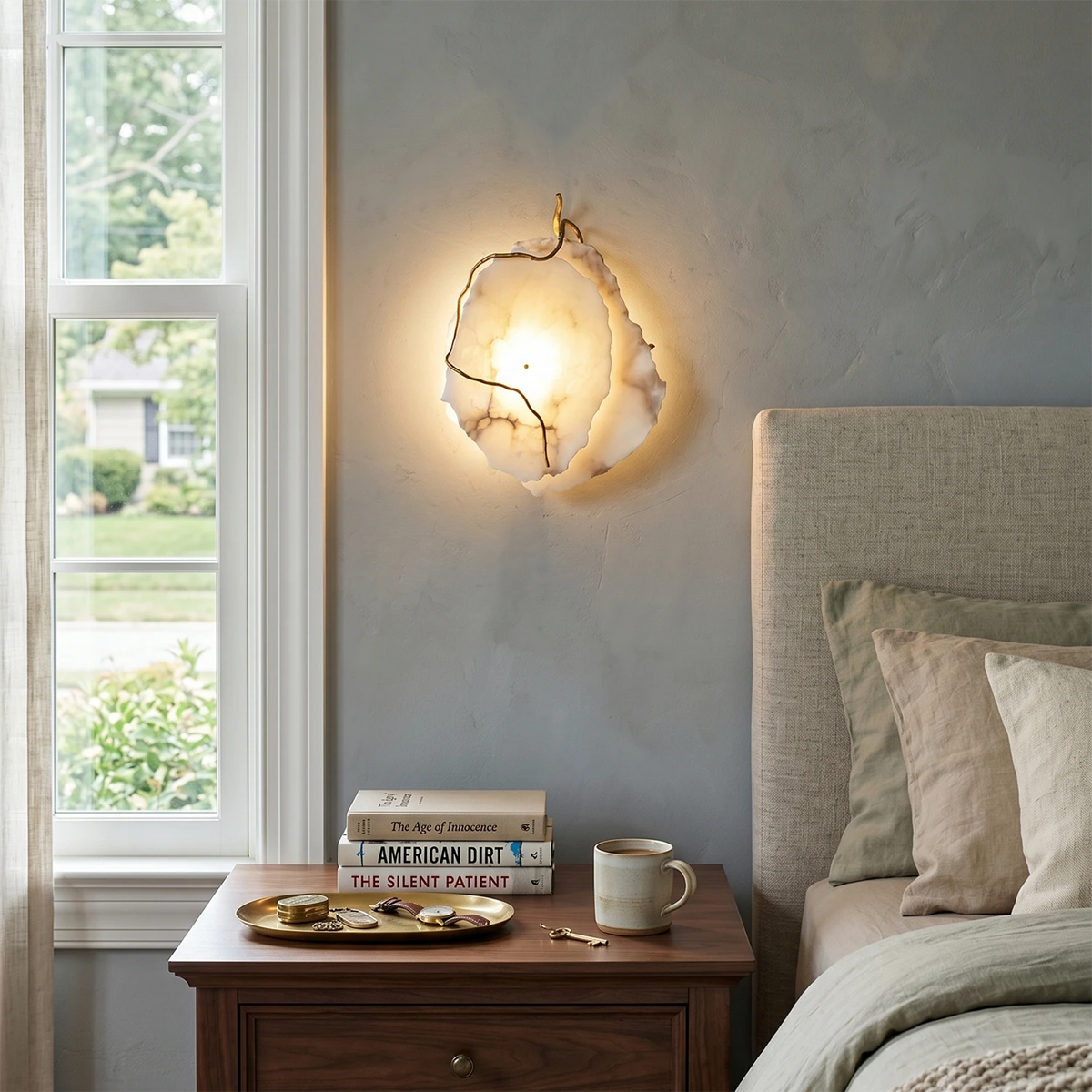 Irregular Wall Light in alabaster for Hallway by AUVIELIGHT