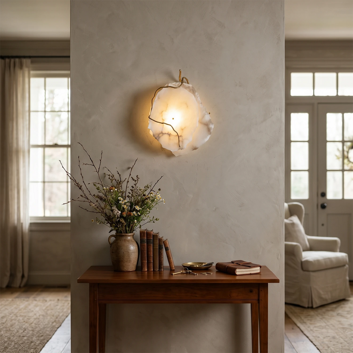 Irregular Wall Light in alabaster for Hallway by AUVIELIGHT
