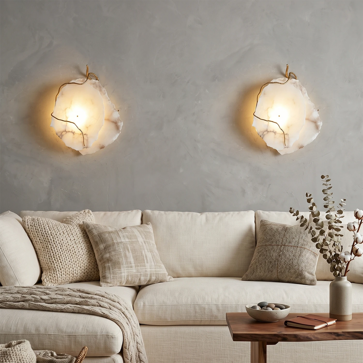 Irregular Wall Light in alabaster for Hallway by AUVIELIGHT