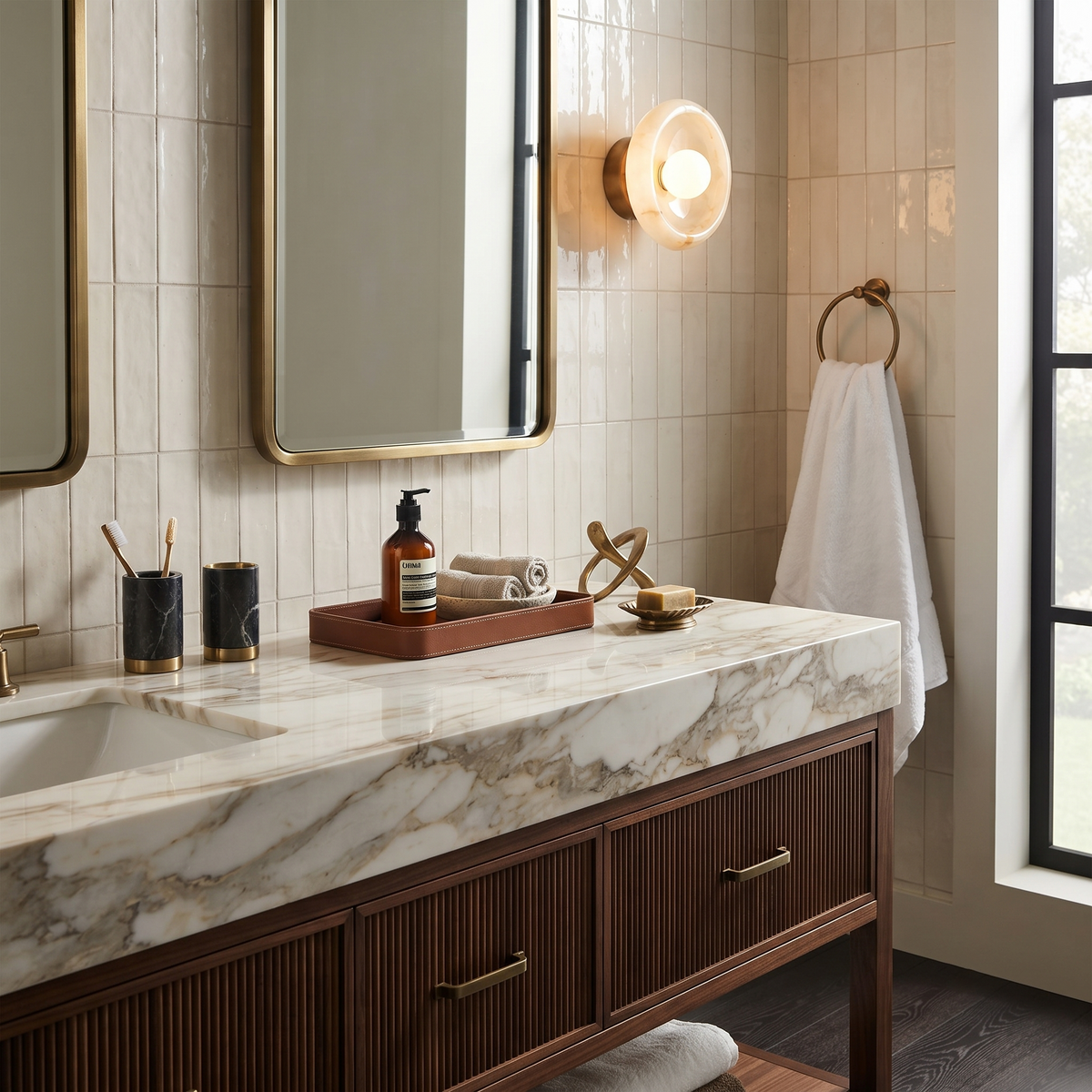 Jade Wall Sconce in marble for Hallway by AUVIELIGHT