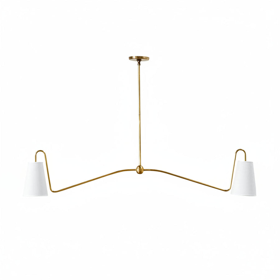 Jonas Linear Chandelier for Dining Room by AUVIELIGHT, Dia 137cm x H 68cm / ∅ 53.9″ x H 26.8″ / Antique Brass & White