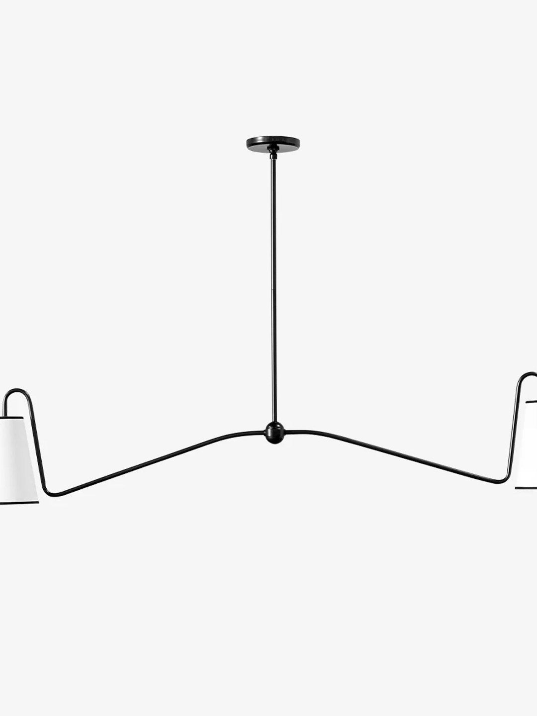 Jonas Linear Chandelier for Dining Room by AUVIELIGHT, Dia 137cm x H 68cm / ∅ 53.9″ x H 26.8″ / Black & White