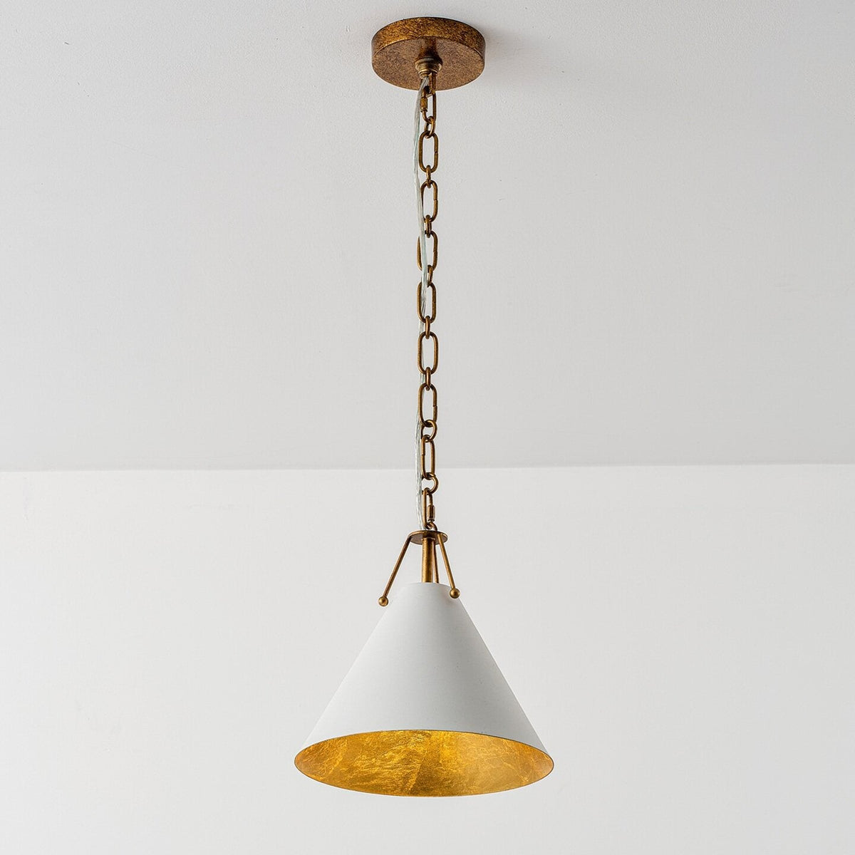 Kaelen Pendant Light for Kitchen Island by AUVIELIGHT, Dia 25cm x H 30cm / ∅ 9.8″ x H 11.8″ / White & Gold