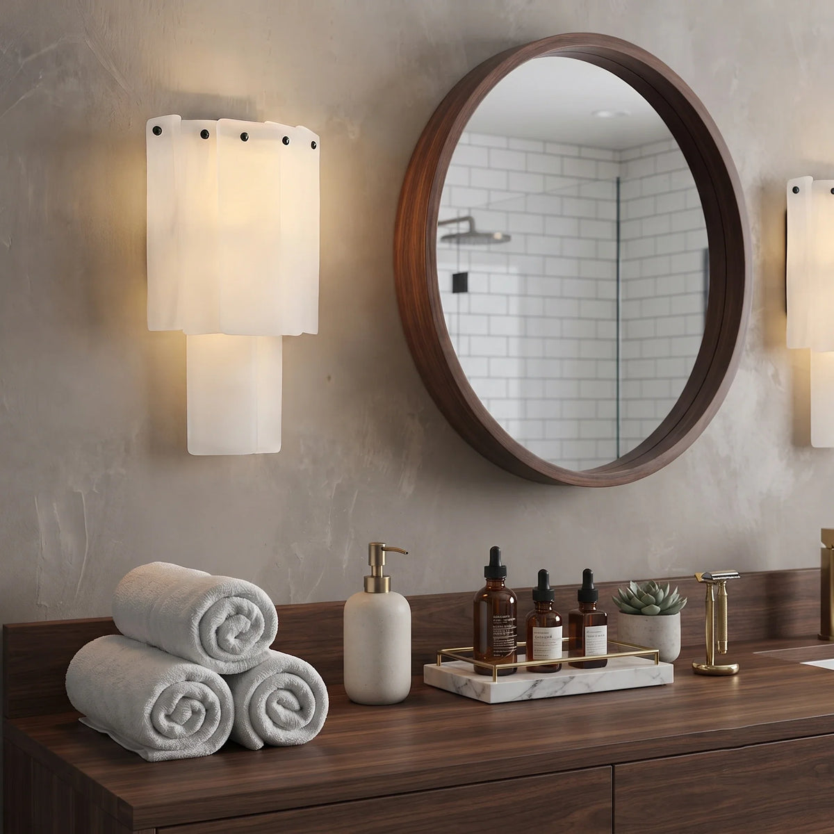 Kallos Wall Sconce in alabaster for Hallway by AUVIELIGHT
