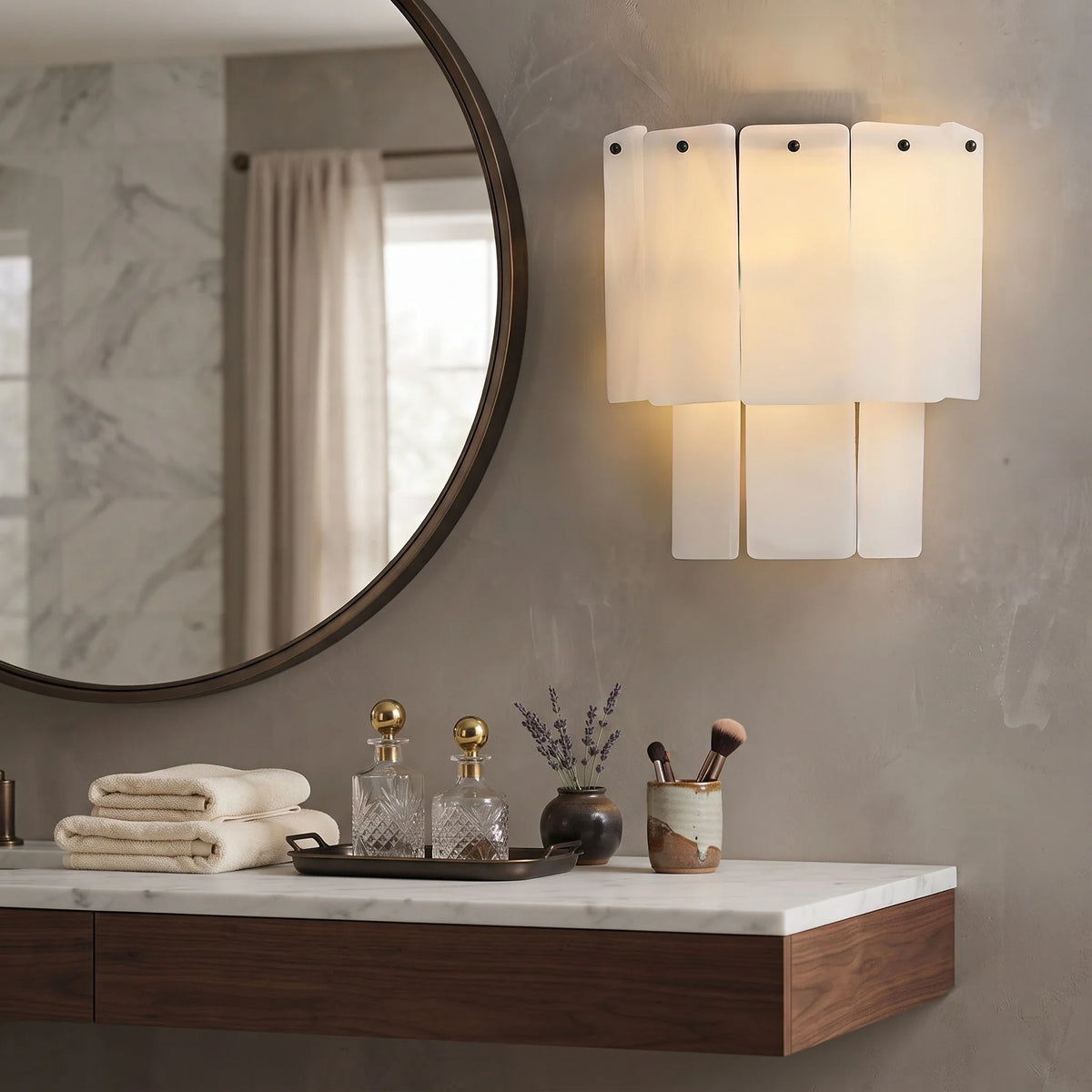 Kallos Wall Sconce in alabaster for Hallway by AUVIELIGHT