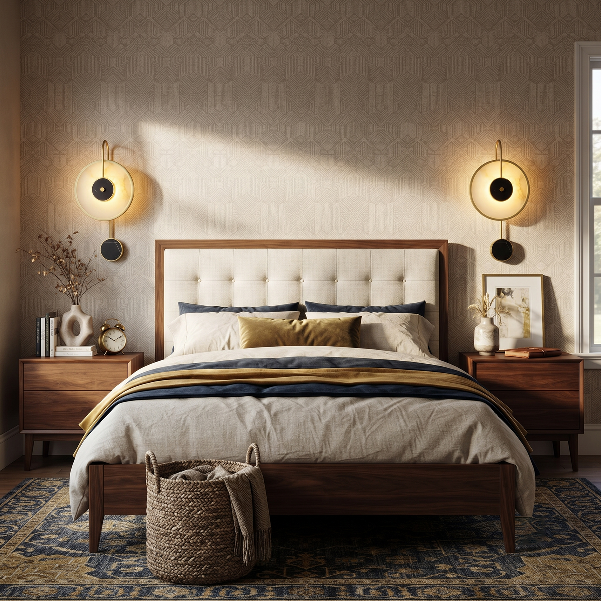 Kandy Geometric Wall Sconce in alabaster for Hallway by AUVIELIGHT