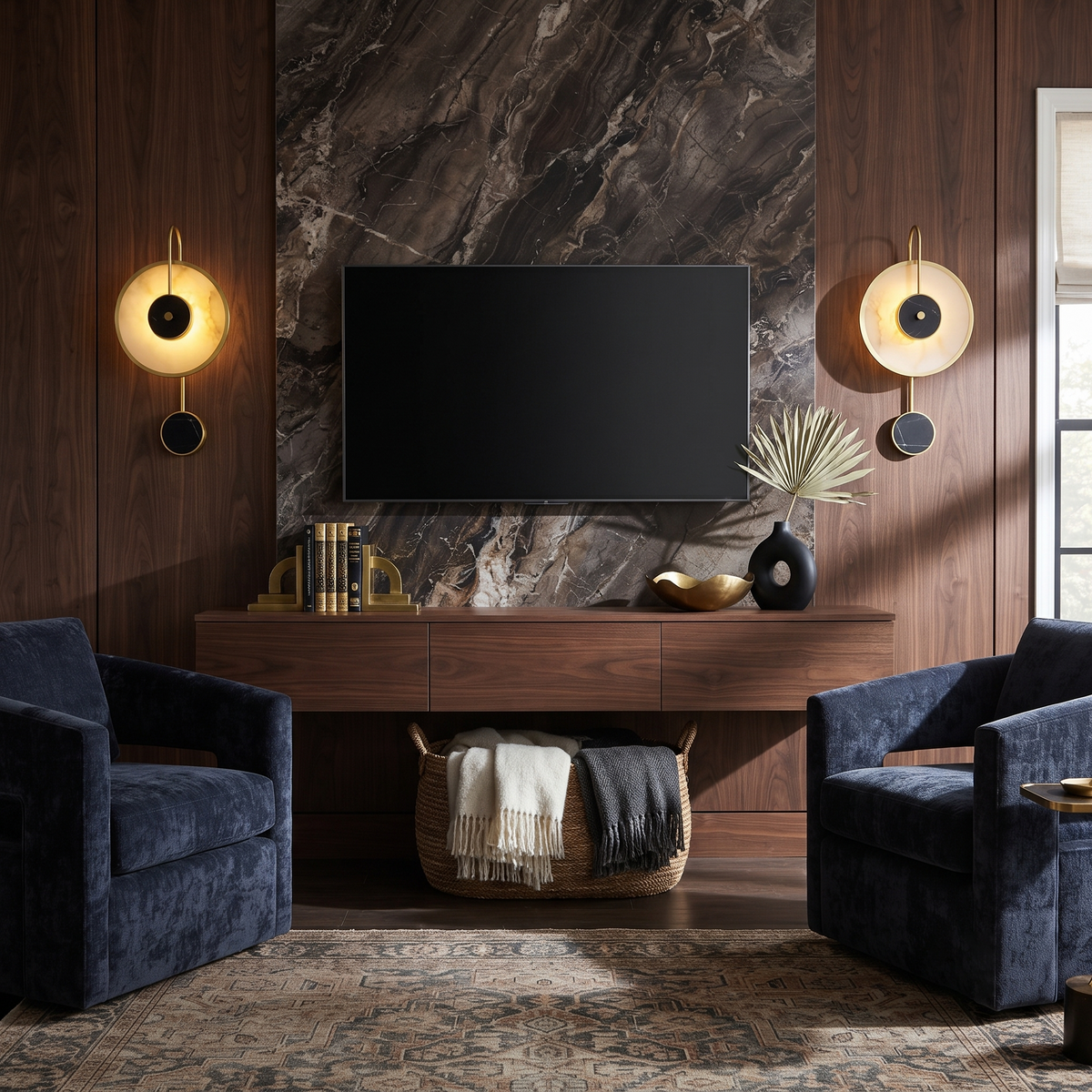 Kandy Geometric Wall Sconce in alabaster for Hallway by AUVIELIGHT