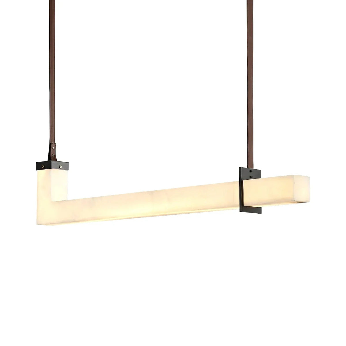 L-Shaped Linear Pendant Light in alabaster for Kitchen Island by AUVIELIGHT